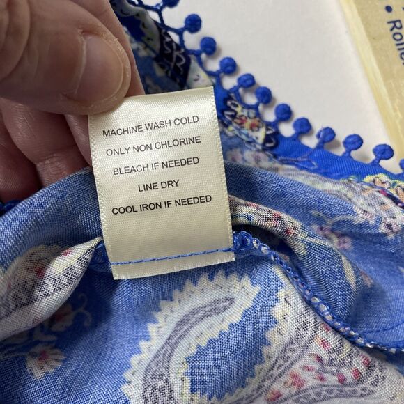 Bebop Blue Paisley Romper Jumper Shortalls Size XL NWT Off Shoulder Shorts - Picture 10 of 10